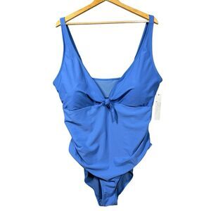 Nicole Miller Swimsuit Sweetheart Center Tie 1 Piece Blue Plus Size 3XL Swim‎